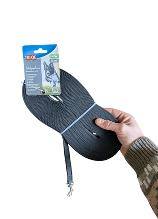 Trixie Dog Leash Tow Line Rubber Coated Black – 5, 10 or 15 meters