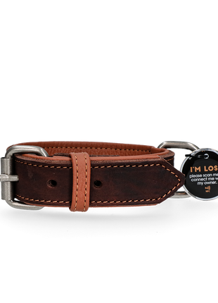 Spotted! Pro Leren Halsband 50 cm - Bruin
