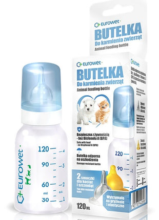 Eurowet Butelka ze smoczkiem do karmienia zwierząt 120ml