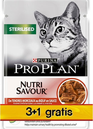 Purina Pro Plan Cat Sterilised wołowina saszetka 4x85g 3+1 gratis