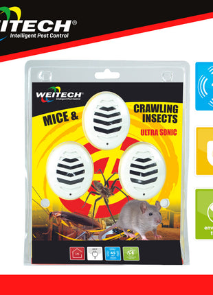 Weitech Ultrasone Ongediertebestrijder WK3523 – Set van 3 (45 m²)