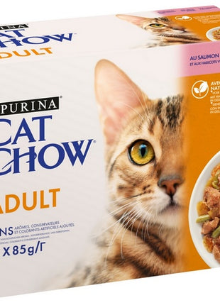 Purina Cat Chow Łosoś i zielona fasolka saszetki 10x85g