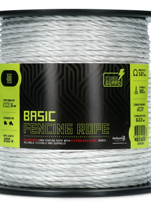 ZoneGuard 6 mm Basic afrasteringskoord wit 200 m