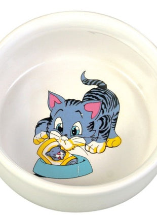 Trixie Miska ceramiczna biała z kotkiem 0,3L/11cm [4009]