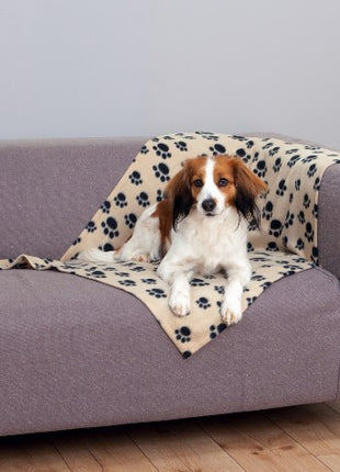 Trixie Koc 100x70cm Beżowy w czarne łapki [37191]