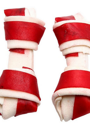 Adbi Kości wiązane biało-czerwone - wołowina 10cm 10szt [AK 27]