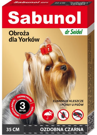 Sabunol GPI Obroża przeciw pchłom dla yorka ozdobna czarna 35cm