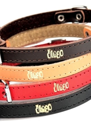 Dingo Obroża skórzana podszyta filcem 2,5x60cm czerwona