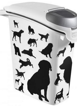 Curver Pet Life Pojemnik na psią karmę - białoczarny z psami 10kg